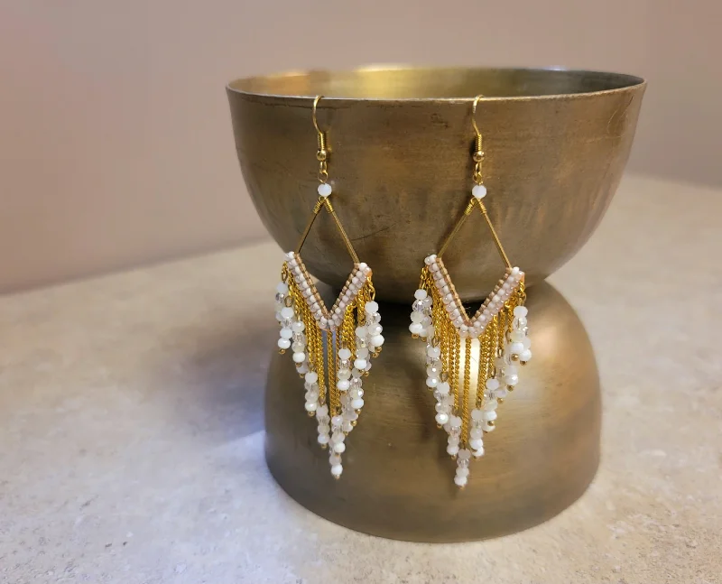 CZ Stud Earrings-White Fabulous Fringe Earrings