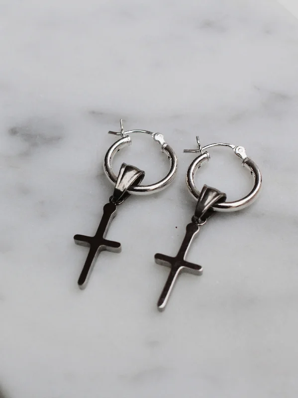 Tiny Stud Earrings-Faith Hoops