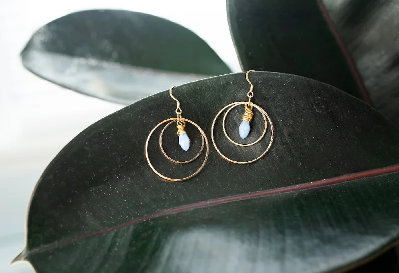 Elegant Gemstone Earrings-Crystal Orbit Earrings