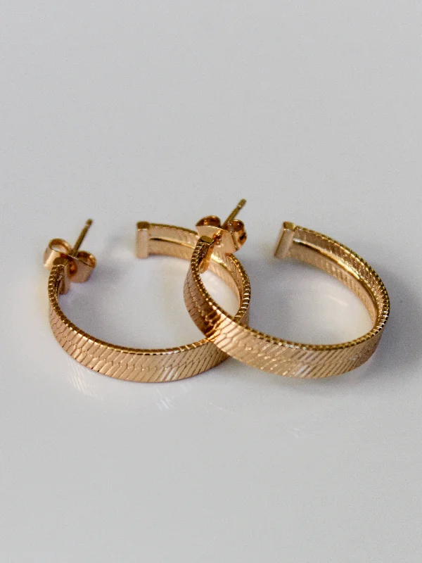 Double Hoop Earrings-Mini Herringbone Hoops