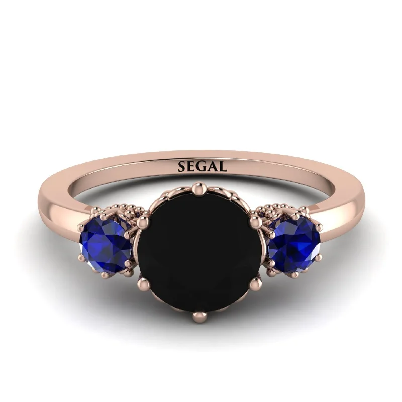 Gemstone Stacking Ring-Classic 3 Stone Black Diamond Engagement Ring - Sofia No. 68