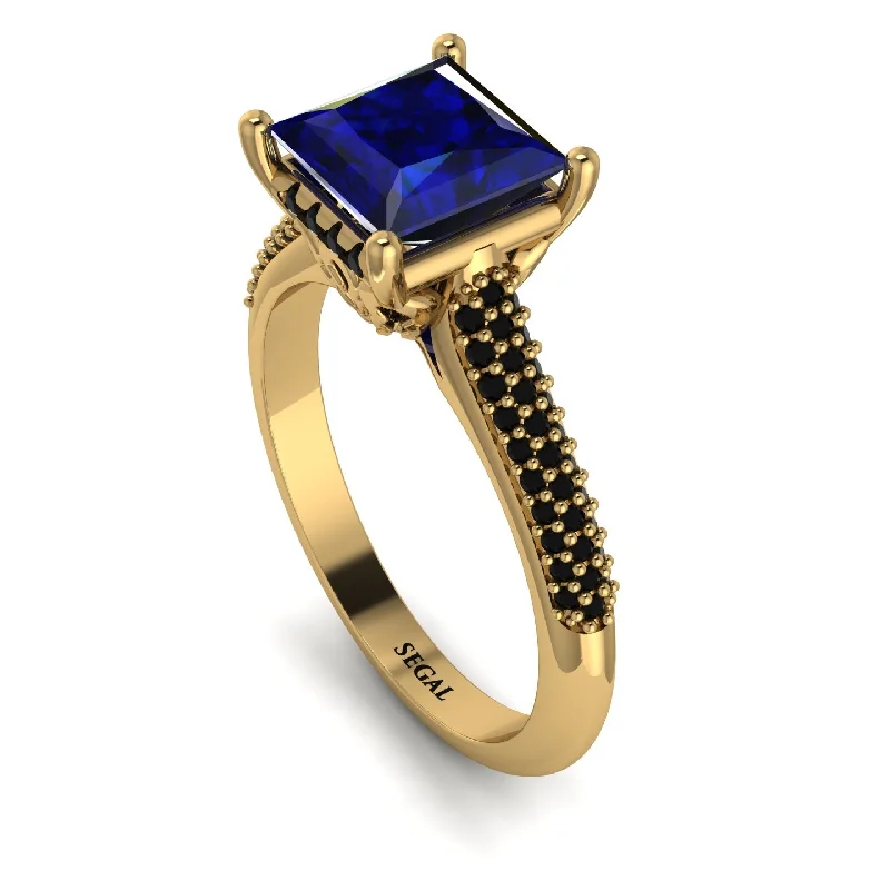 Birthstone Wedding Ring-Luxury Pave Princess Cut Sapphire Engagement Ring With Hidden Stone - Sabrina No. 43