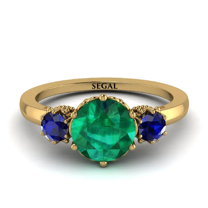 Custom Stone Ring-Classic 3 Stone Emerald Engagement Ring - Sofia No. 64