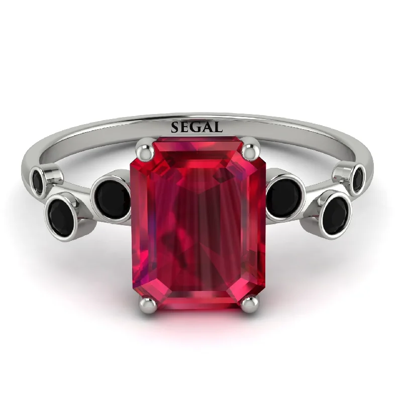 Classic Gold Ring-Emerald Cut Ruby Ring With Bezel - Alina No. 42