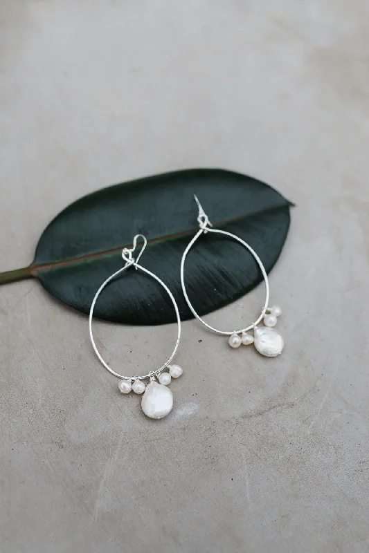 Bridal Hoop Earrings-Pearl Treasure Earrings