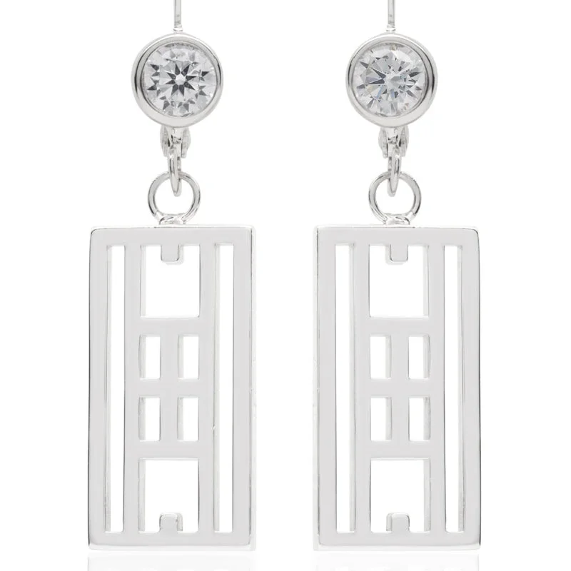 Sterling Silver Earrings-Calling the Lines Lever Back Tennis Earrings