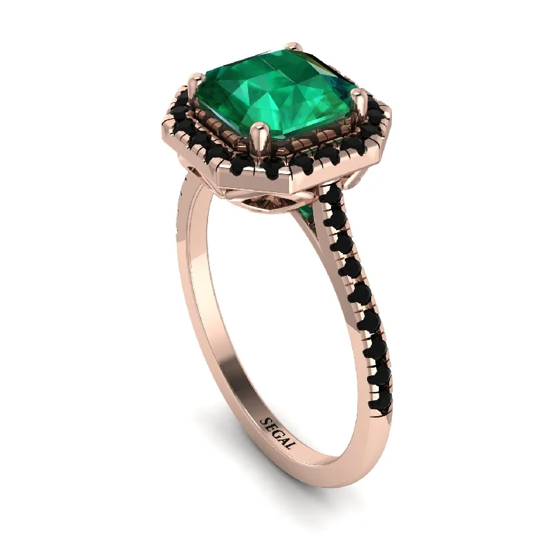 Vintage Gemstone Ring-Gorgeous Radiant Cut Emerald Pave Engagement Ring With Hidden Stone - Felicity No. 35