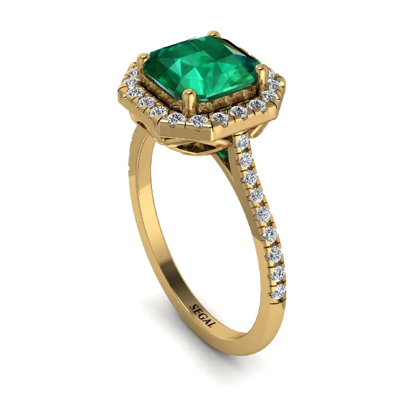 Gemstone Stacking Ring-Gorgeous Radiant Cut Emerald Pave Engagement Ring With Hidden Stone - Felicity No. 4