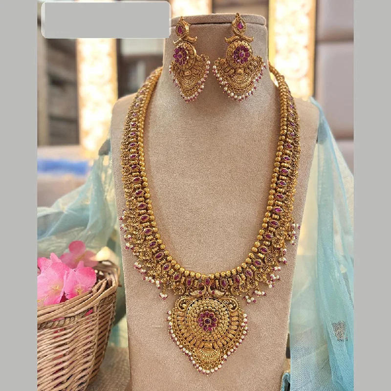 Large Statement Necklace-Jewel Addiction Gold Plated Pota Stone Long Necklace Set