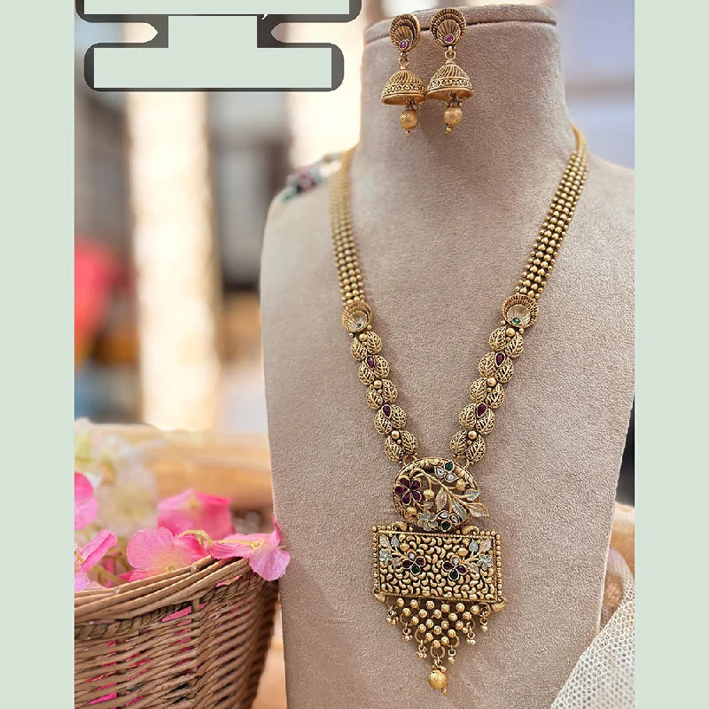 Modern Designer Necklace-Jewel Addiction Copper Gold Pota Stone Long Necklace Set