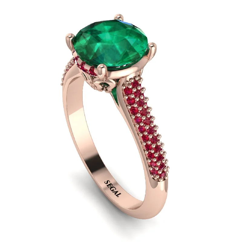 Custom Stone Ring-Luxury Pave Round Cut Emerald Engagement Ring With Hidden Stone - Miracle No. 50