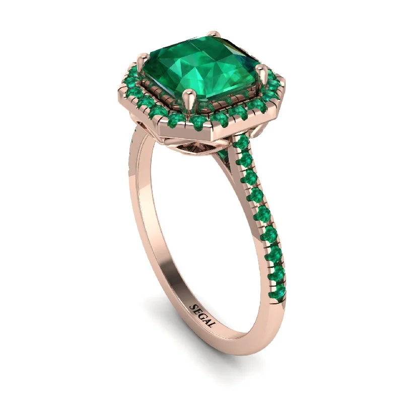 Diamond Ring for Anniversary-Gorgeous Radiant Cut Emerald Pave Engagement Ring With Hidden Stone - Felicity No. 20