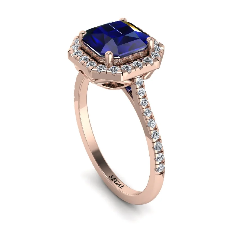 Custom Gold Wedding Ring-Gorgeous Radiant Cut Sapphire Pave Engagement Ring With Hidden Stone - Felicity No. 14