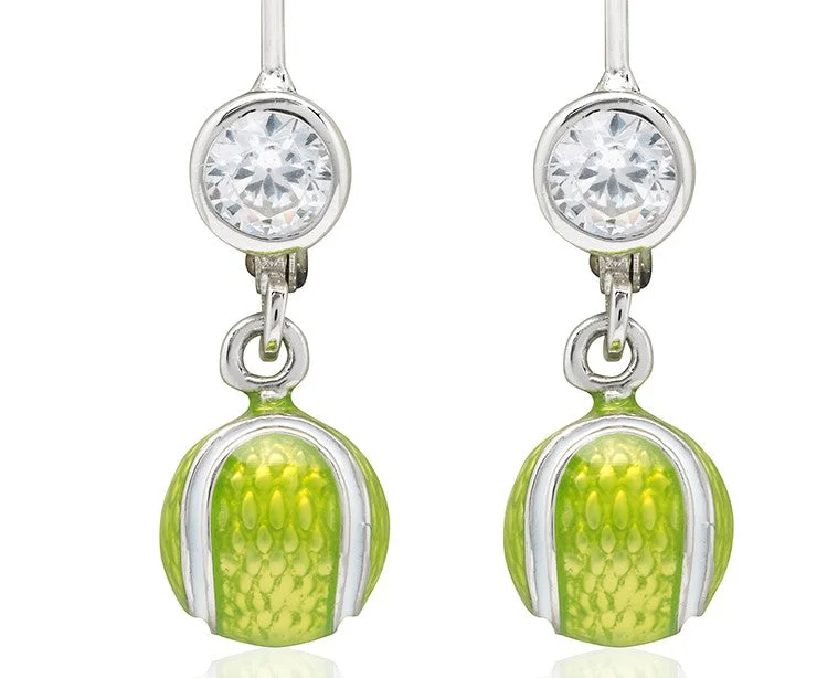 Ethnic Earrings-Enamel Tennis Ball Earrings