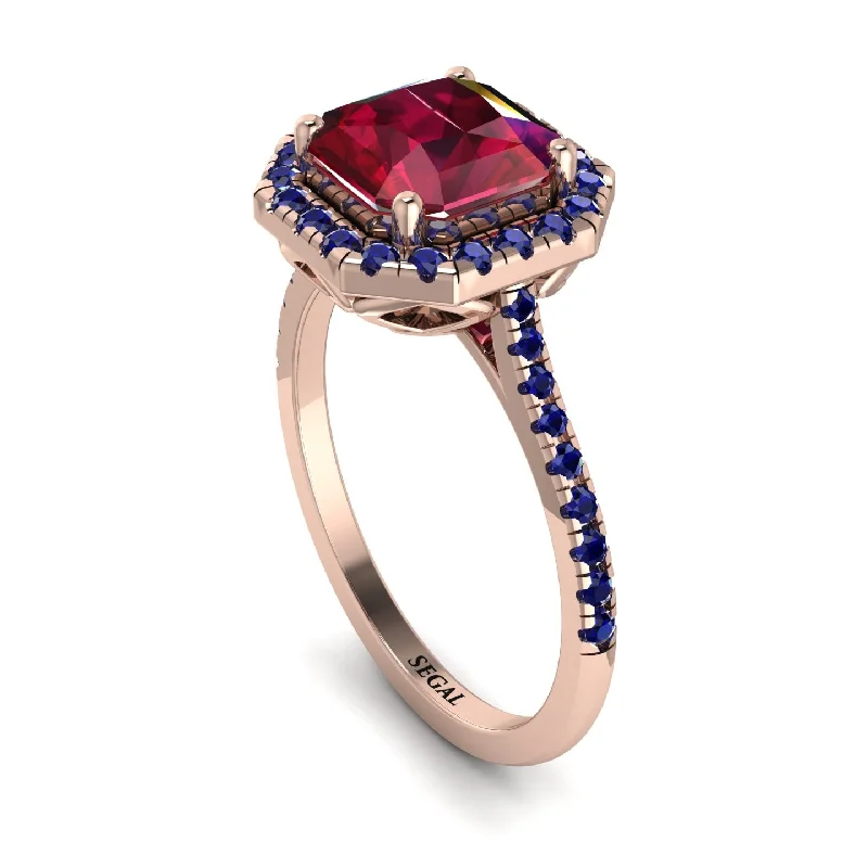 Statement Emerald Ring-Gorgeous Radiant Cut Ruby Pave Engagement Ring With Hidden Stone - Felicity No. 71