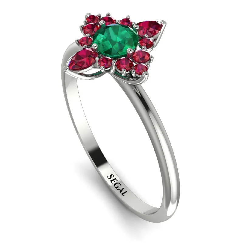 Retro Gemstone Ring-Compass Emerald Engagement Ring - Rose No. 51