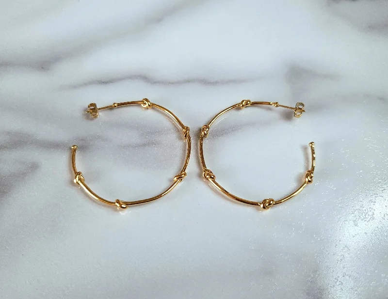 Chunky Hoop Earrings-Knots of Freedom Earrings Gold