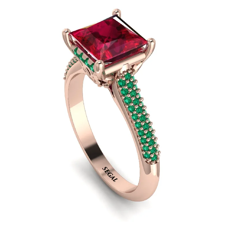 Men's Engagement Ring-Luxury Pave Princess Cut Ruby Engagement Ring With Hidden Stone - Sabrina No. 26