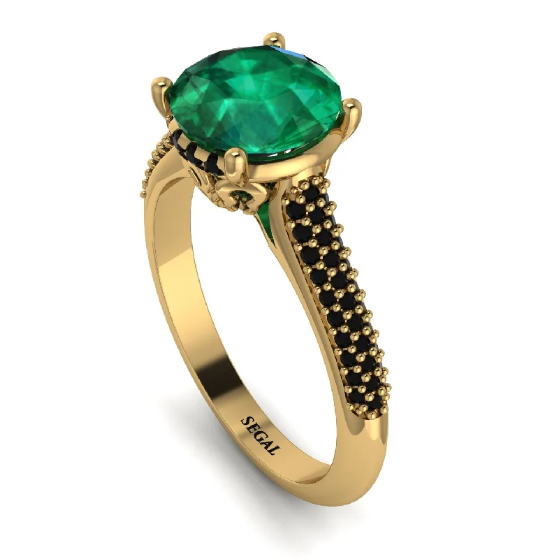 Personalized Couples Rings-Luxury Pave Round Cut Emerald Engagement Ring With Hidden Stone - Miracle No. 34