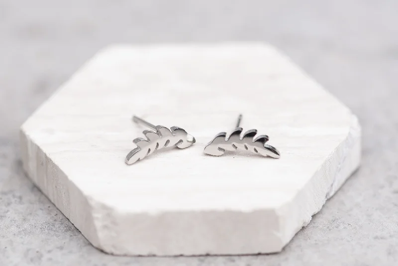 Feather Earrings-Small Silver Leaf Earrings