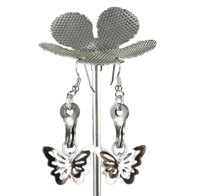 Sterling Silver Diamond Earrings-Stainless Steel Butterfly Earrings