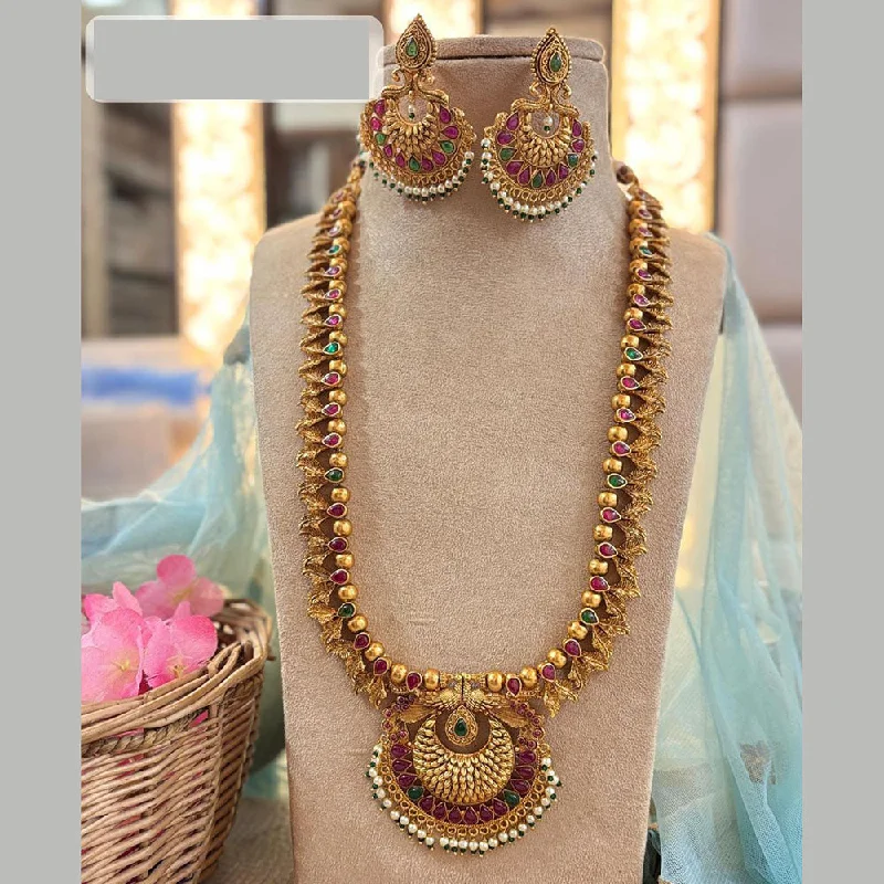 Chunky Gold Necklace-Jewel Addiction Gold Plated Pota Stone Long Necklace Set