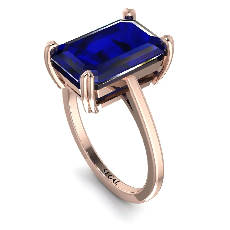 Rose Gold Engagement Ring-Classic Emerald Cut Sapphire Engagement Ring - Jakes No. 14