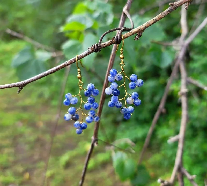 Simple Stud Earrings-Sodalite Grapevine Earrings