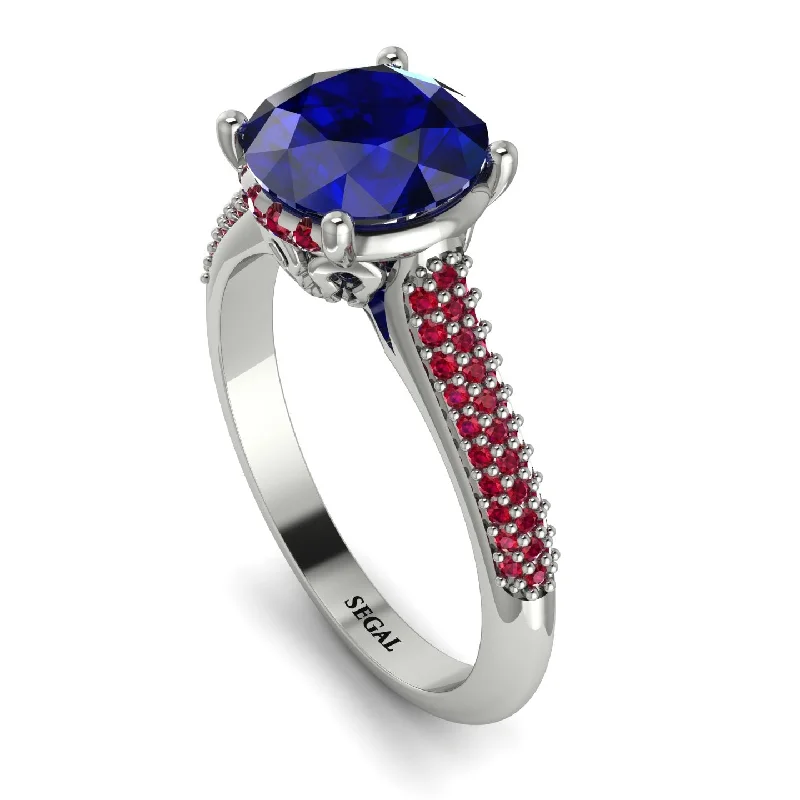 Classic Ruby Ring-Luxury Pave Round Cut Sapphire Engagement Ring With Hidden Stone - Miracle No. 60