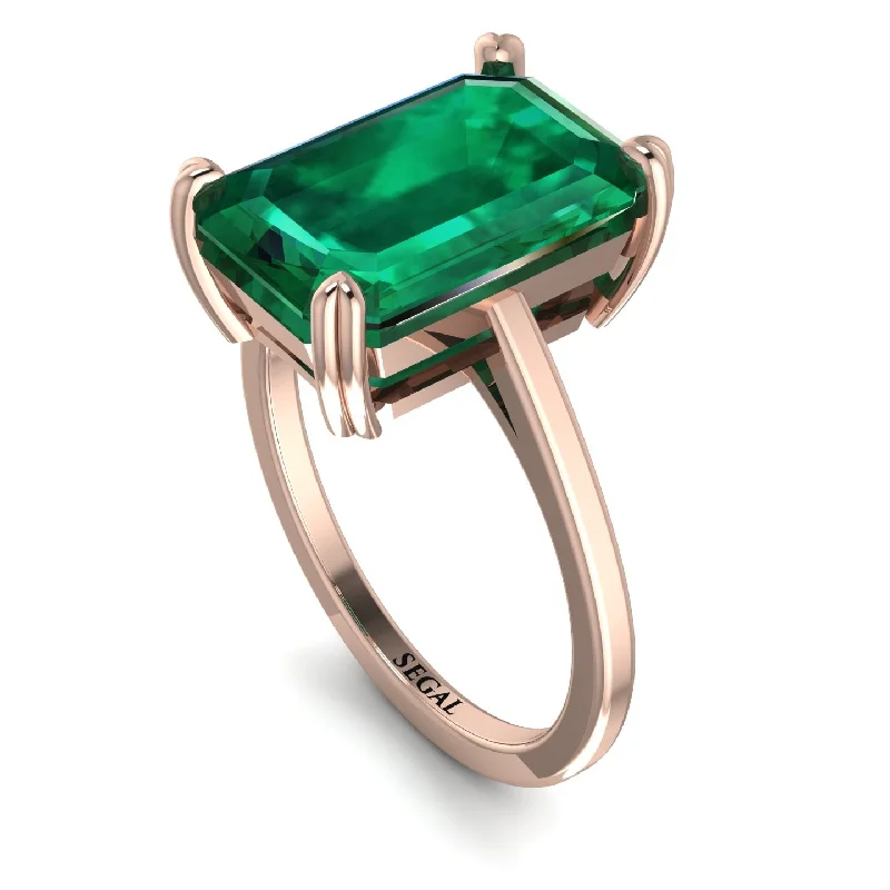 Luxury Gold Ring Set-Classic Emerald Cut Emerald Engagement Ring - Jakes No. 5