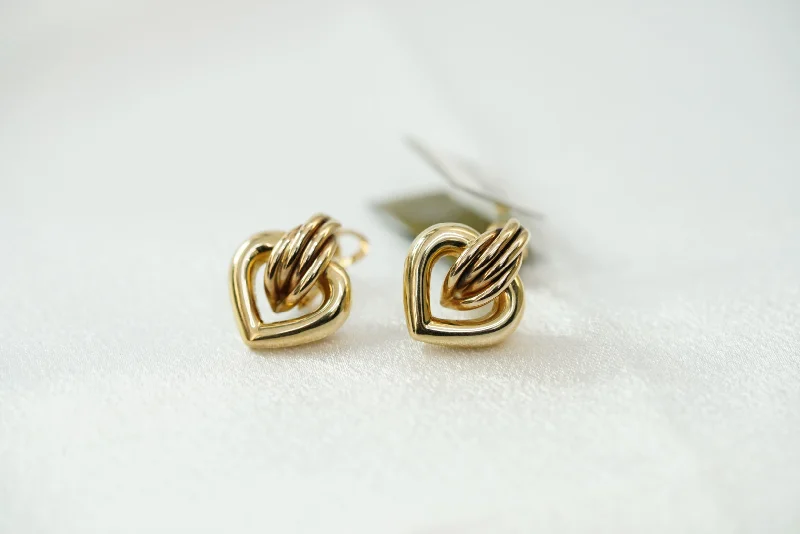 Zodiac Sign Earrings-14k Heart Clip Earrings