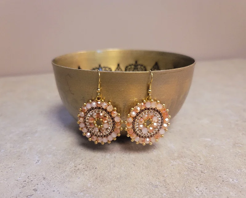 Ethnic Earrings-Blush Pinwheel Earrings