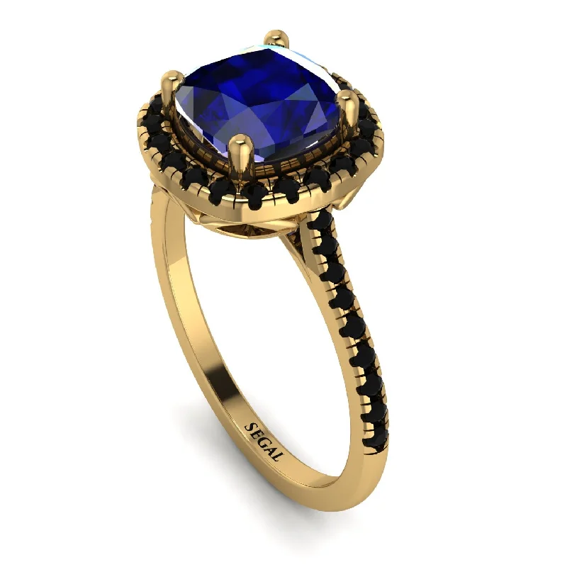 Men's Wedding Ring-Gorgeous Cushion Cut Sapphire Pave Engagement Ring With Hidden Stone - Kira No. 43