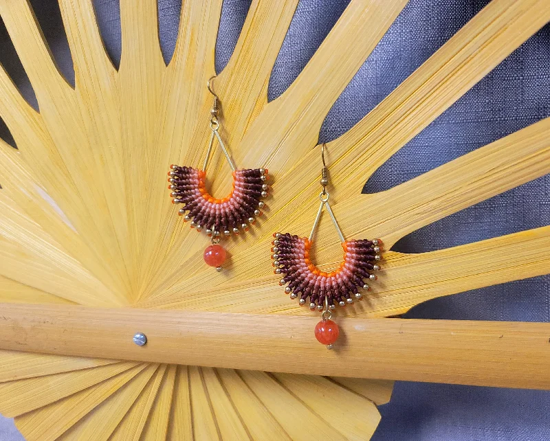 Wedding Party Earrings-Red Fan Earrings