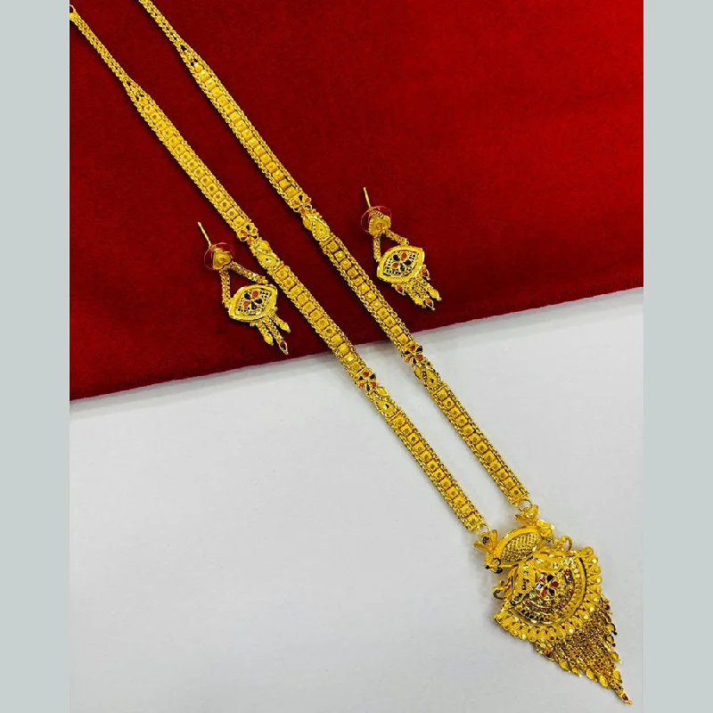 Vintage-inspired Choker Necklace-FS Collection Gold Plated Long Necklace Set