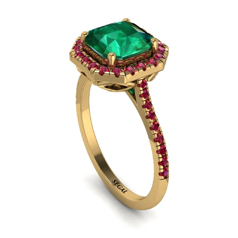 Gold Eternity Ring-Gorgeous Radiant Cut Emerald Pave Engagement Ring With Hidden Stone - Felicity No. 49