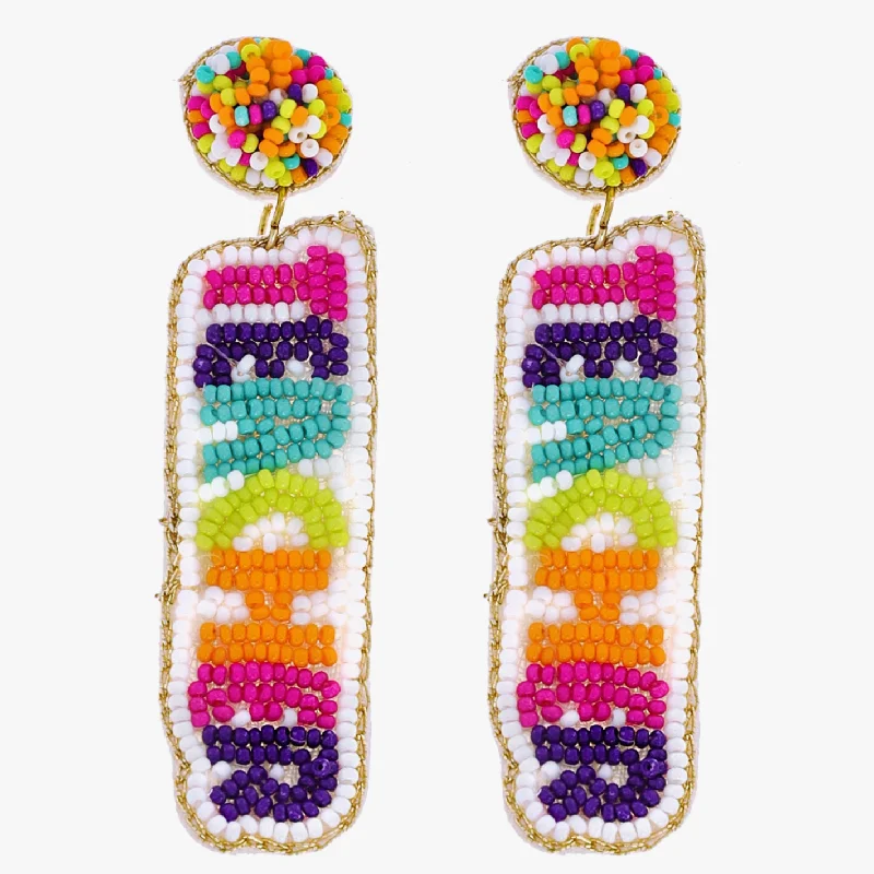 Funky Earrings for Teens-Teacher 2 Tiered Beaded Dangle Earrings