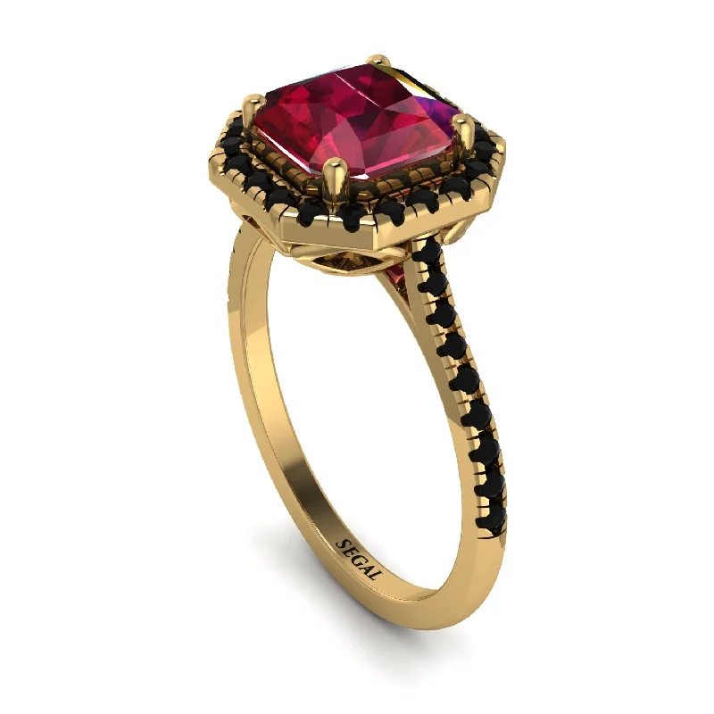 Unique Gold Wedding Ring-Gorgeous Radiant Cut Ruby Pave Engagement Ring With Hidden Stone - Felicity No. 40