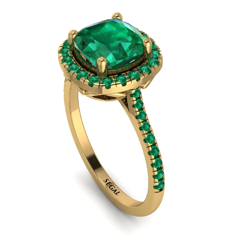 Eternity Band Diamond Ring-Gorgeous Cushion Cut Emerald Pave Engagement Ring With Hidden Stone - Kira No. 19