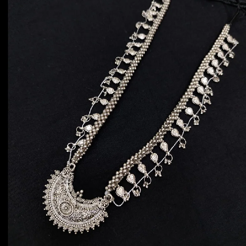 Diamond Solitaire Necklace-Pooja Bangles Oxidised Plated Necklace Set