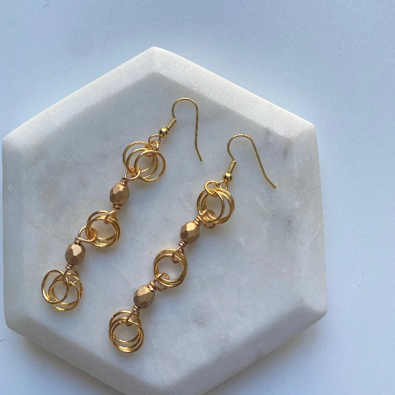 Gold and Pearl Earrings-The Kiere Earrings in Satin Gold