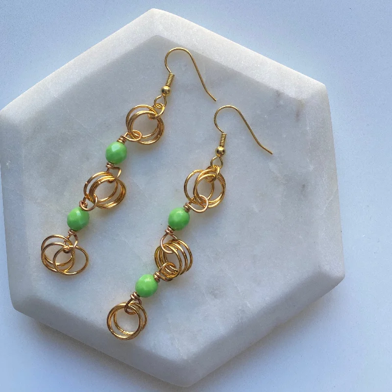 Classic Silver Hoop Earrings-The Kiere Earrings in Opaque Green