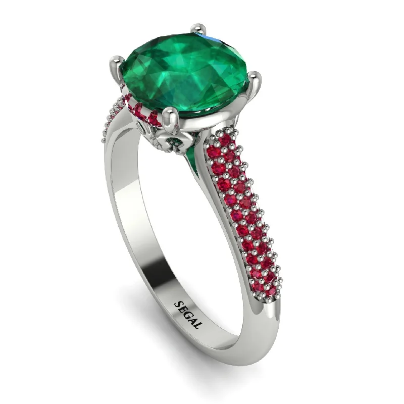 Unique Vintage Wedding Ring-Luxury Pave Round Cut Emerald Engagement Ring With Hidden Stone - Miracle No. 51