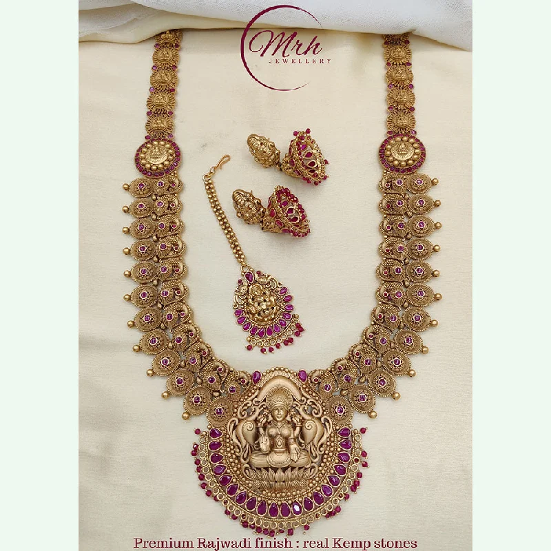 Retro Style Necklace-Jewel Addiction Copper Plated Rajwadi Finish Temple Necklace Set