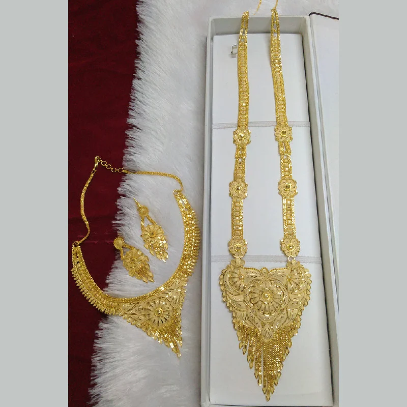 Birthstone Pendant Necklace-Pari Art Jewellery Forming Long And Short Necklace Set