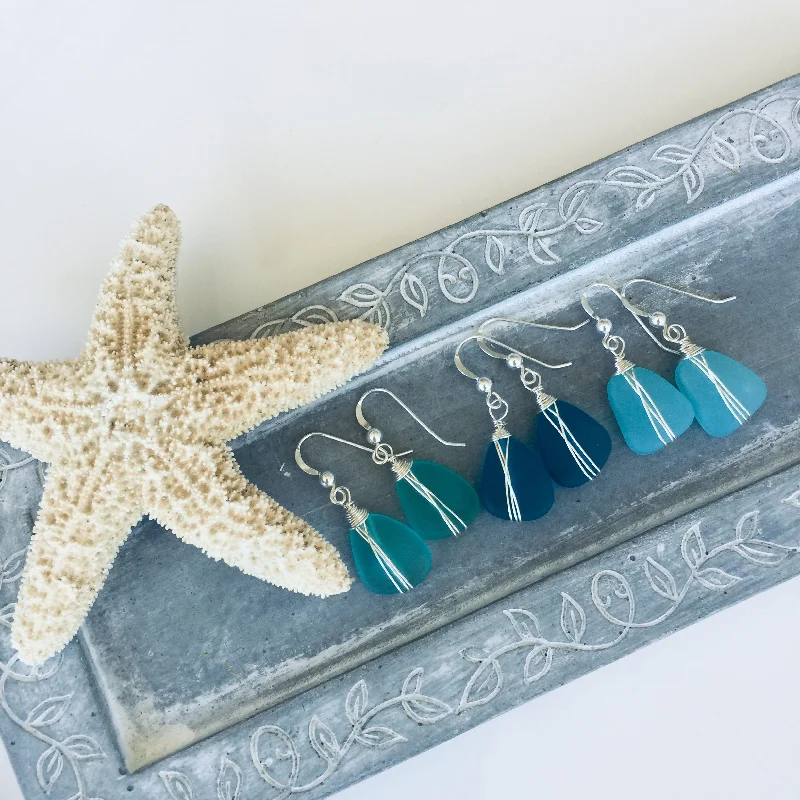 Custom Design Earrings-Recycled glass ‘sea glass style’