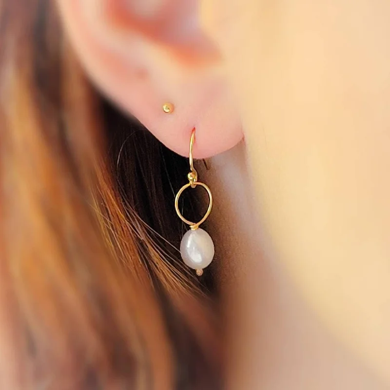 Personalized Birthstone Earrings-Pearl Drop Earrings