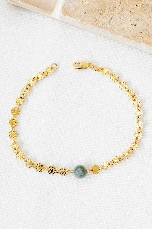 Gold Charm Bracelets for Women-Jade Hammered City Bracelet