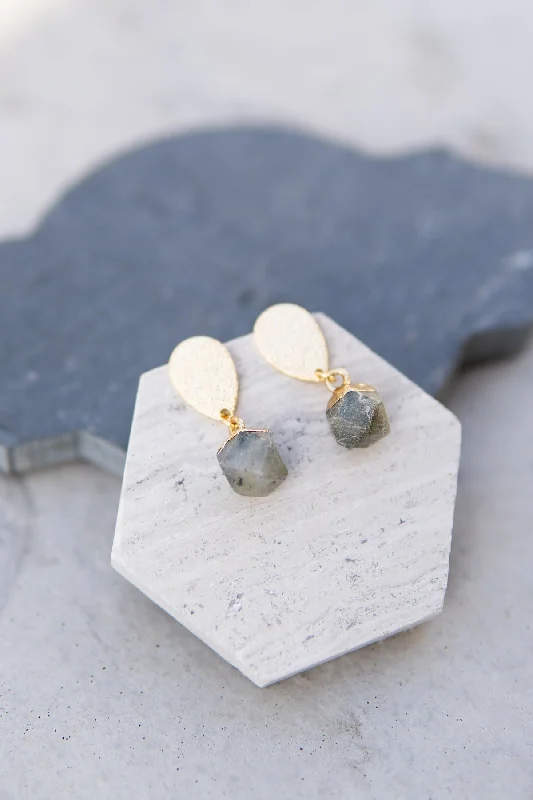 Fashionable Hoop Earrings-Labradorite Drop Earrings