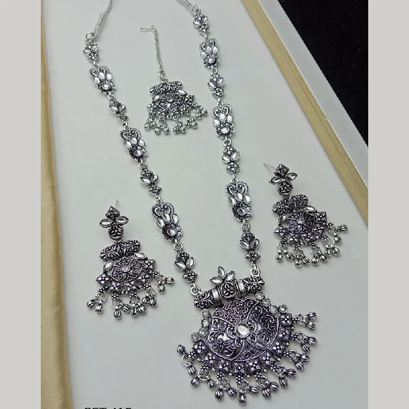 Elegant CZ Necklace-SP Jewellery Oxidised Plated Kundan Stone Necklace Set